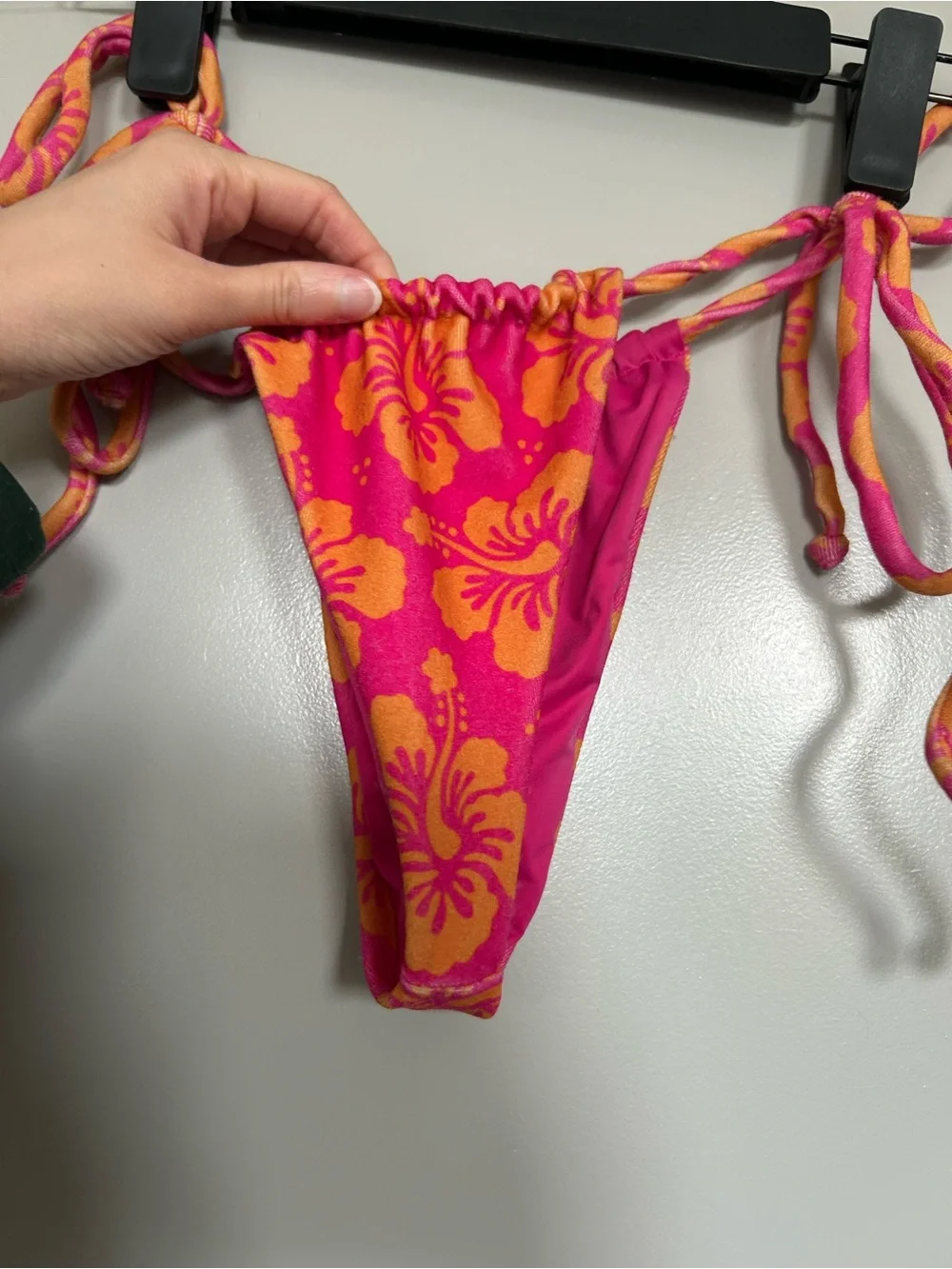 Frankie's Bikinis Tia Terry Pink & Orange Floral Wrap Bikini Bottoms
